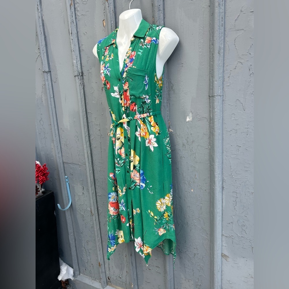 Maeve Rory Green Floral Sleeveless shirt dress, size 2 - Picture 8 of 14